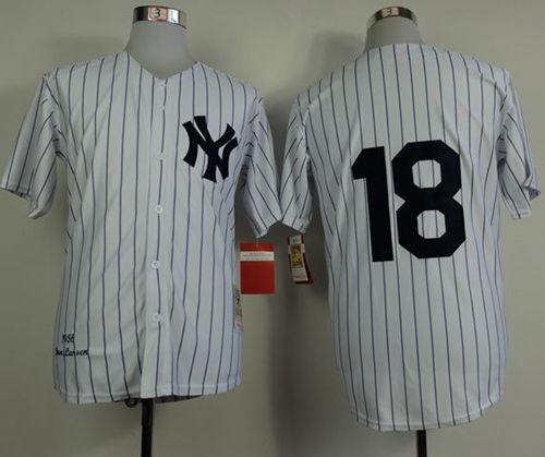 Custom Fan-Made Don Larsen New York Yankees #18 White 1956 Throwback Baseball Jersey