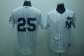 Custom Fan-Made Mark Teixeira Gms Boss New York Yankees #25 White Baseball Jersey