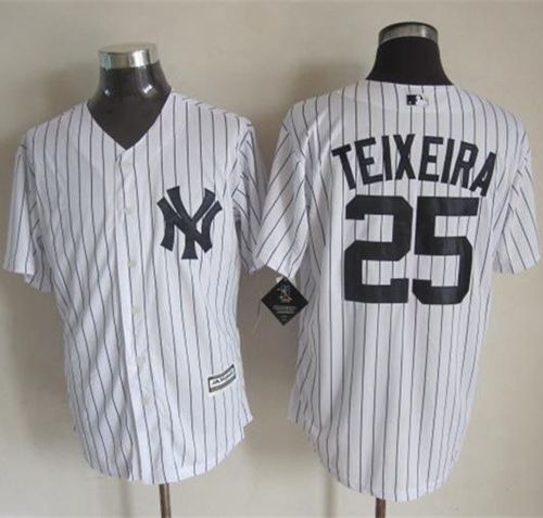 Custom Fan-Made Mark Teixeira New York Yankees #25 White Baseball Jersey