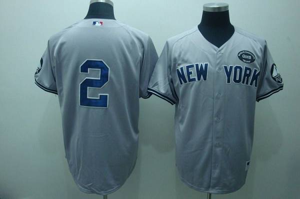 Custom Fan-Made Derek Jeter Gms Boss New York Yankees #2 Grey Baseball Jersey