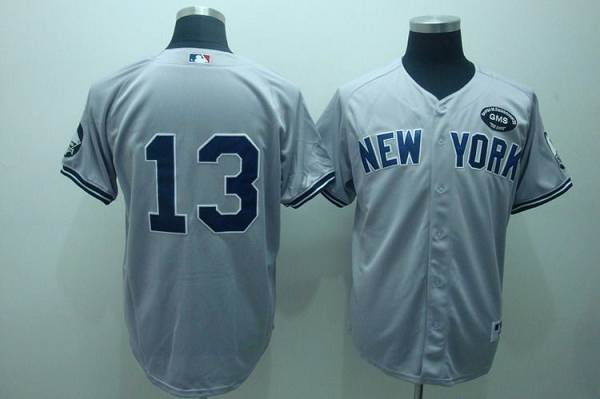 Custom Fan-Made Alex Rodriguez Gms Boss New York Yankees #13 Grey Baseball Jersey
