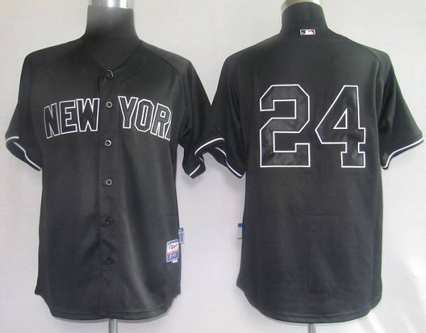 Custom Fan-Made Robinson Cano New York Yankees #24 Black Baseball Jersey