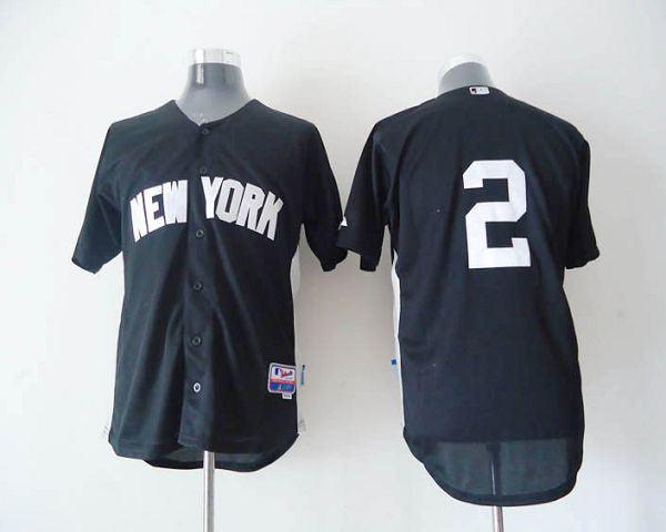 Custom Fan-Made Derek Jeter BP New York Yankees #2 Black 2011 Baseball Jersey