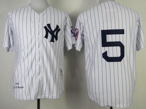 Custom Fan-Made Joe DiMaggio New York Yankees #5 White 1939 Throwback Baseball Jersey