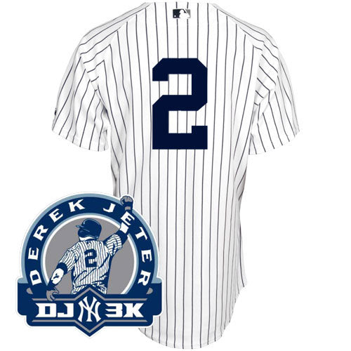 Custom Fan-Made Derek Jeter DJ 3K New York Yankees #2 White Baseball Jersey