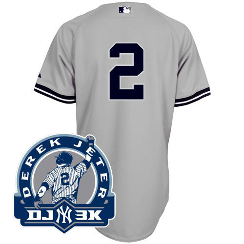 Custom Fan-Made Derek Jeter DJ 3K New York Yankees #2 Grey Baseball Jersey