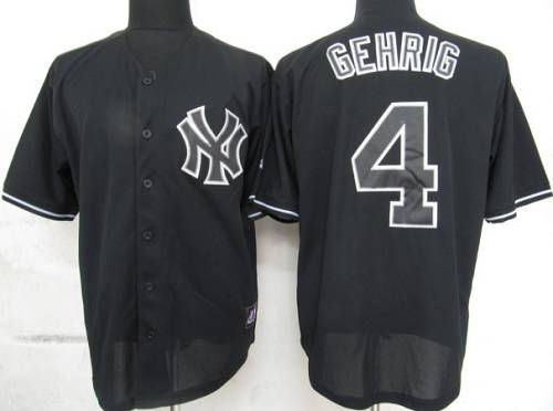 Custom Fan-Made Lou Gehrig New York Yankees #4 Black Baseball Jersey