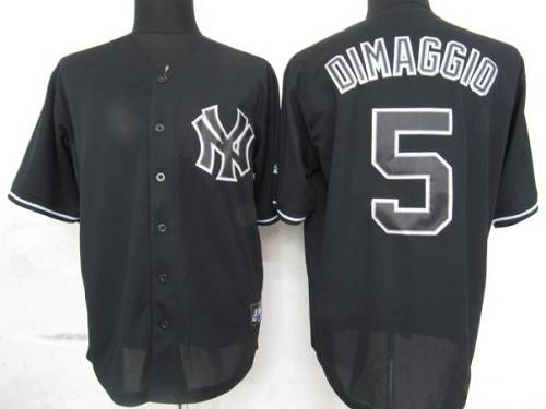 Custom Fan-Made Joe DiMaggio New York Yankees #5 Black Baseball Jersey