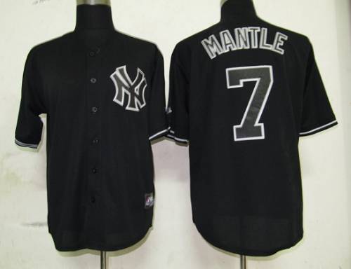 Custom Fan-Made Mickey Mantle New York Yankees #7 Black Baseball Jersey