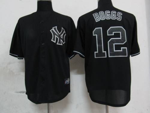 Custom Fan-Made Wade Boggs New York Yankees #12 Black Baseball Jersey