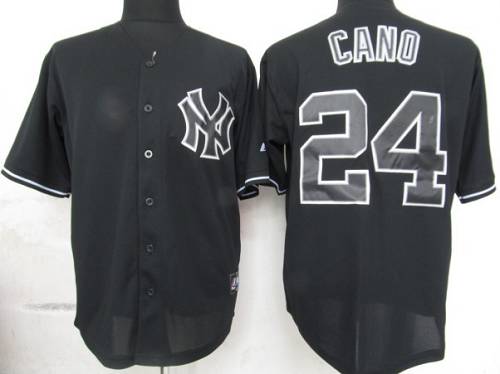 Custom Fan-Made Robinson Cano New York Yankees #24 Black Baseball Jersey