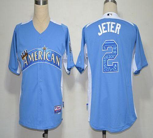 Custom Fan-Made Derek Jeter BP New York Yankees #2 Blue 2012 All-Star Edition Baseball Jersey