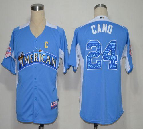 Custom Fan-Made Robinson Cano BP New York Yankees #24 Blue 2012 All-Star Edition Baseball Jersey