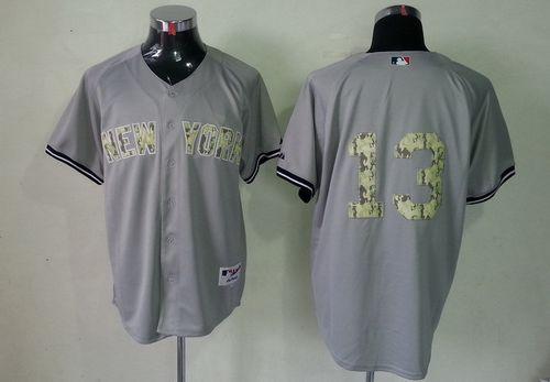 Custom Fan-Made Alex Rodriguez New York Yankees #13 Grey USMC Baseball Jersey