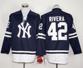 Custom Fan-Made Mariano Rivera Long New York Yankees #42 Blue Baseball Jersey
