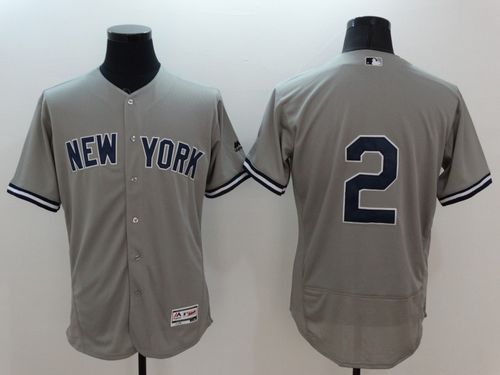 Custom Fan-Made Derek Jeter New York Yankees #2 Grey Baseball Jersey