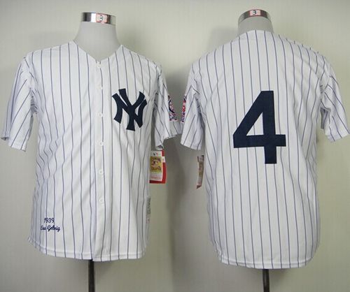 Custom Fan-Made Lou Gehrig New York Yankees #4 White 1939 Throwback Baseball Jersey