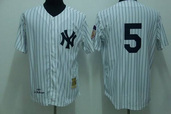Custom Fan-Made Joe DiMaggio New York Yankees #5 White Throwback Baseball Jersey
