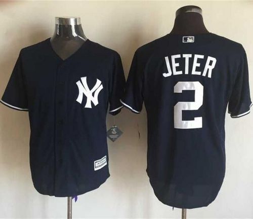 Custom Fan-Made Derek Jeter New York Yankees #2 Blue Baseball Jersey