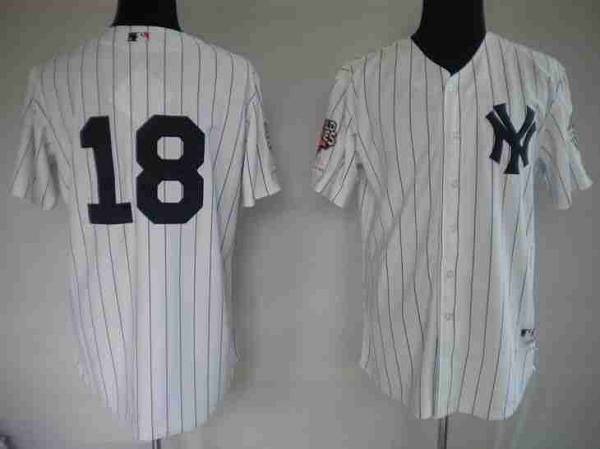 Custom Fan-Made Johnny Damon New York Yankees #18 White Baseball Jersey