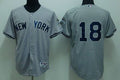 Custom Fan-Made Johnny Damon New York Yankees #18 Grey Baseball Jersey