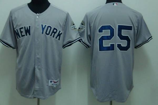 Custom Fan-Made Mark Teixeira New York Yankees #25 Grey Baseball Jersey