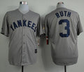 Custom Fan-Made Babe Ruth New York Yankees #3 Grey Throwback Baseball Jersey