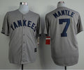 Custom Fan-Made Mickey Mantle New York Yankees #7 Grey Throwback Baseball Jersey