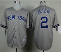 Custom Fan-Made Derek Jeter Back New York Yankees #2 Grey Baseball Jersey
