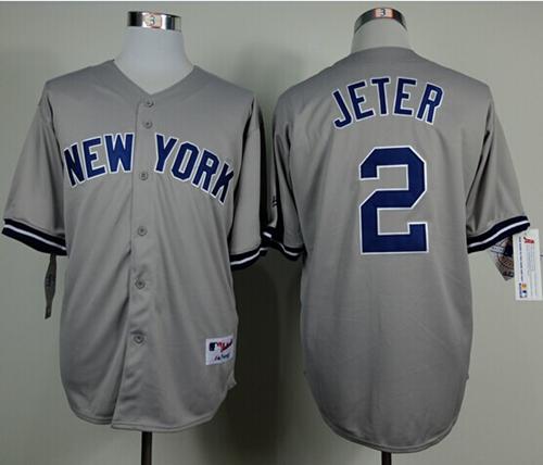 Custom Fan-Made Derek Jeter Back New York Yankees #2 Grey Baseball Jersey