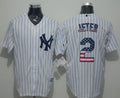 Custom Fan-Made Derek Jeter USA Flag New York Yankees #2 White Baseball Jersey