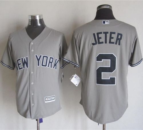 Custom Fan-Made Derek Jeter New York Yankees #2 Grey Baseball Jersey
